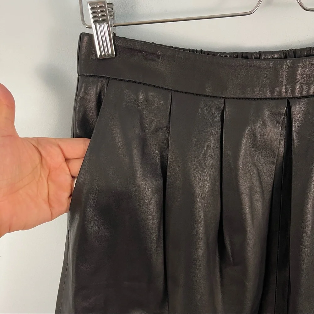 Eileen Fisher The Fisher Project 100% Lamb Leather Pleated Skirt - Picture 3 of 9